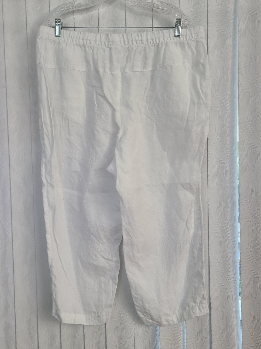 Purejill Sz XL Petite White Linen Cropped Drawstring Elastic Pull On Waist Pant - Picture 4 of 6
